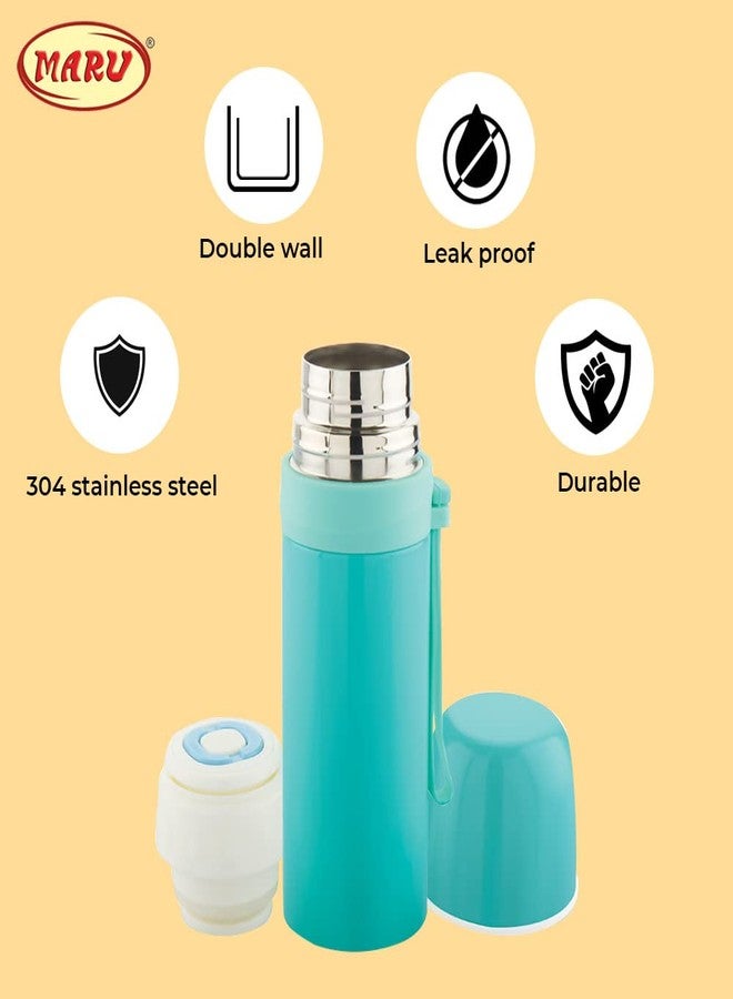 مارو ترمس مارو المعزول المصنوع من الفولاذ المقاوم للصدأ | ترمس معزول بجدار مزدوج لحفظ المشروبات الساخنة والباردة | زجاجة ماء ساخن للمكتب - 350 مل (لون أخضر بحري) - Image 4